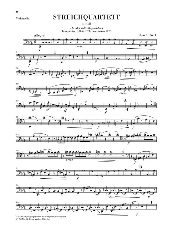 Brahms J. - Quartetos de cordas em Dó menor e Lá menor Op. 51